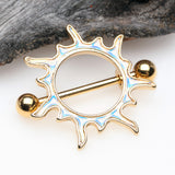 Detail View 1 of A Pair of Golden Iridescent Revo Blazing Sun Nipple Shield