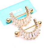 Detail View 4 of A Pair of Golden Brilliant Maya Goddess Sparkle Dangle Nipple Shield-Clear Gem 