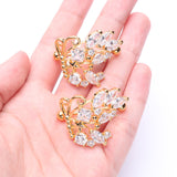 Detail View 2 of A Pair of Golden Butterfly Extravagant Sparkle Dangle Nipple Shield-Clear Gem