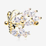 A Pair of Golden Butterfly Extravagant Sparkle Dangle Nipple Shield