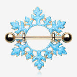 A Pair of Golden Glam Snowflake Nipple Shield Ring