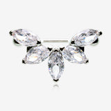 A Pair of Brilliant Marquise Lotus Sparkle Dangle Nipple Shield