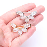 Detail View 3 of A Pair of Golden Brilliant Marquise Lotus Sparkle Dangle Nipple Shield-Clear Gem
