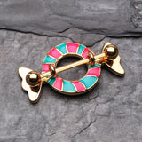 Detail View 1 of Sweet Adorable Candy Nipple Shield Ring-Pink/Teal