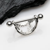 Detail View 3 of Vicious Vampire Fang Nipple Shield Ring (Large)-Steel