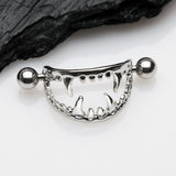 Detail View 2 of Vicious Vampire Fang Nipple Shield Ring (Large)-Steel