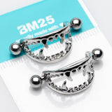 Detail View 4 of Vicious Vampire Fang Nipple Shield Ring (Large)-Steel