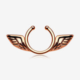 A Pair of Rose Gold Angel Wings Clip On Non-Piercing Nipple Shield Ring