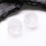 Detail View 1 of A Pair of Cloudy Quartz Stone Double Flared Eyelet Tunnel Plug