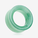 A Pair of Green Aventurine Jade Stone Double Flared Eyelet Plug