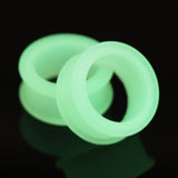 Detail View 4 of A Pair of Glow in the Dark Silicone Double Flared Ear Gauge Tunnel Plug-Clear Gem/White