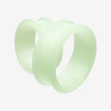 Detail View 3 of A Pair of Glow in the Dark Silicone Double Flared Ear Gauge Tunnel Plug-Clear Gem/White