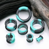 Detail View 2 of A Pair of Dark Galaxy Camo Flexible Silicone Double Flared Tunnel Plug