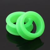 Detail View 1 of A Pair of Flexible Silicone Double Flared Ear Gauge Tunnel Plug-Green
