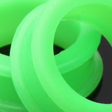 Detail View 4 of A Pair of Flexible Silicone Double Flared Ear Gauge Tunnel Plug-Green