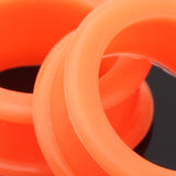 Detail View 4 of A Pair of Flexible Silicone Double Flared Ear Gauge Tunnel Plug-Orange
