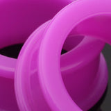 Detail View 4 of A Pair of Flexible Silicone Double Flared Ear Gauge Tunnel Plug-Purple
