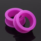 Detail View 1 of A Pair of Flexible Silicone Double Flared Ear Gauge Tunnel Plug-Purple