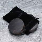 Detail View 4 of A Pair of Tiger Ebony Wood Double Flared Plug-Black