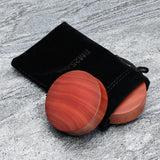 Detail View 4 of A Pair of Sabo Wood Double Flared Plug-Orange/Brown