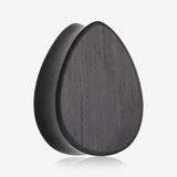 A Pair of Teardrop Tiger Ebony Wood Double Flared Plug