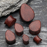 Detail View 2 of A Pair of Teardrop Dark Tamarind Wood Double Flared Plug