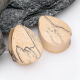 Detail View 1 of A Pair of Teardrop Old Tamarind Wood Double Flared Plug