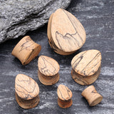 Detail View 2 of A Pair of Teardrop Old Tamarind Wood Double Flared Plug