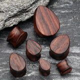 Detail View 2 of A Pair of Teardrop Rosewood Double Flared Plug