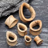 Detail View 2 of A Pair of Teardrop Old Tamarind Wood Double Flared Tunnel Plug