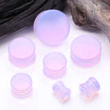 Detail View 2 of A Pair of Lavender Translucent Glass Double Flared Ear Gauge Plug