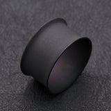 Detail View 2 of A Pair of Matte Black Steel Double Flared Ear Gauge Tunnel Plug-Black
