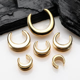 Detail View 2 of A Pair of Golden Classic Saddle Spreader Double Flared Ear Plug