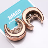 Detail View 3 of A Pair of Rose Gold Royal Filigree Sparkle Saddle Spreader Steel Double Flared Plug
