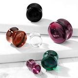 Detail View 2 of A Pair of Concave Glass Double Flared Plug-Black