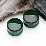 Detail View 1 of A Pair of Concave Glass Double Flared Plug-Green