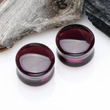 Detail View 1 of A Pair of Concave Glass Double Flared Plug-Purple