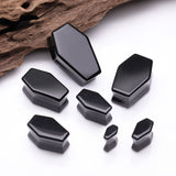 Detail View 2 of A Pair of Black Agate Stone Casket Double Flared Plug