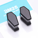 Detail View 3 of A Pair of Black Agate Stone Casket Double Flared Plug