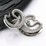 Detail View 3 of A Pair of White Brass Vicious Viper Snake Saddle Tunnel Plug