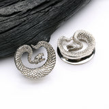 Detail View 1 of A Pair of White Brass Vicious Viper Snake Saddle Tunnel Plug