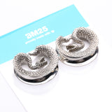 Detail View 4 of A Pair of White Brass Vicious Viper Snake Saddle Tunnel Plug