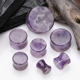 Detail View 2 of A Pair of Amethyst Quartz Stone Double Flared Ear Gauge Plug-Purple