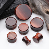 Detail View 2 of A Pair of Red Tiger Eye Stone Double Flared Ear Gauge Plug