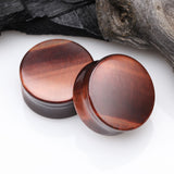 Detail View 1 of A Pair of Red Tiger Eye Stone Double Flared Ear Gauge Plug