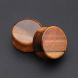 Detail View 1 of A Pair of Tiger Eye Stone Double Flared Ear Gauge Plug-Orange/Brown