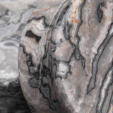 Detail View 2 of A Pair of Wavy Jasper Stone Double Flared Ear Gauge Plug-Black