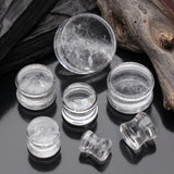 Detail View 2 of A Pair of Crystal Quartz Stone Double Flared Ear Gauge Plug