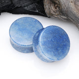 Detail View 1 of A Pair of Blue Aventurine Stone Double Flared Ear Gauge Plug