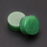 Detail View 1 of A Pair of Jade Aventurine Stone Double Flared Ear Gauge Plug-Green